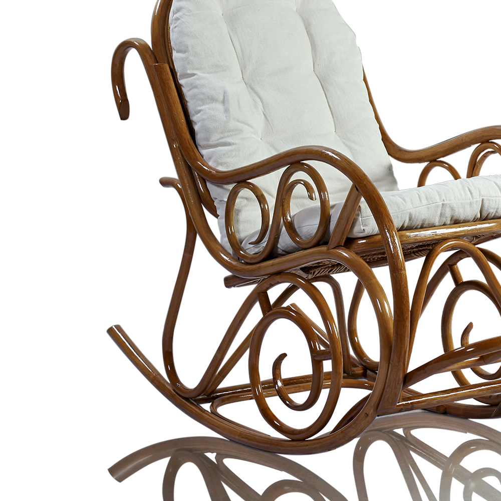 Comfortable Rattan Rocking Chair Natural Rattan Chair with Cushion Lounge Chair