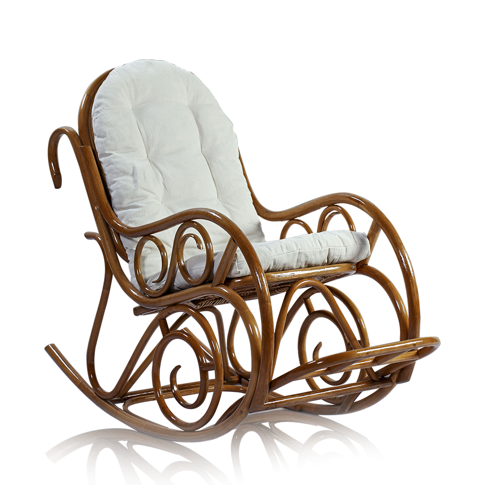 Comfortable Rattan Rocking Chair Natural Rattan Chair with Cushion Lounge Chair