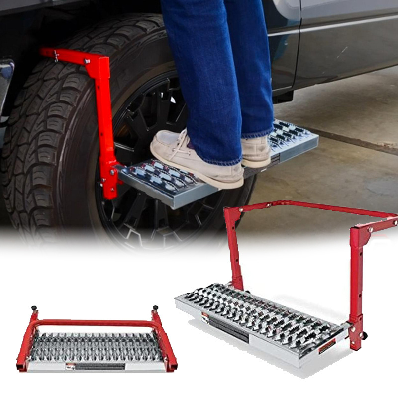 Adjustable tires up to 13inches wide Strong Stable High-grip Folding Heavy Duty Tire Steps for Truck SUV RV