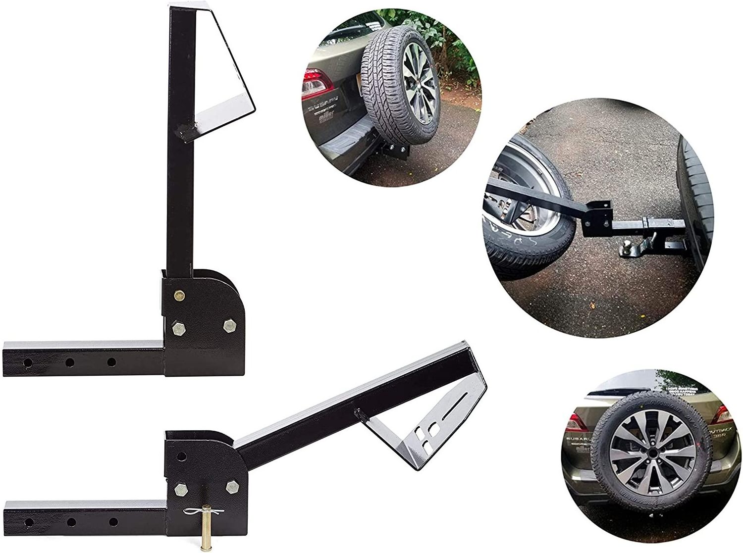 MMR Custom Foldable Trailer Hitch Mount Spare Tire Carrier Fits SUV Pickup RV Trucks Cars