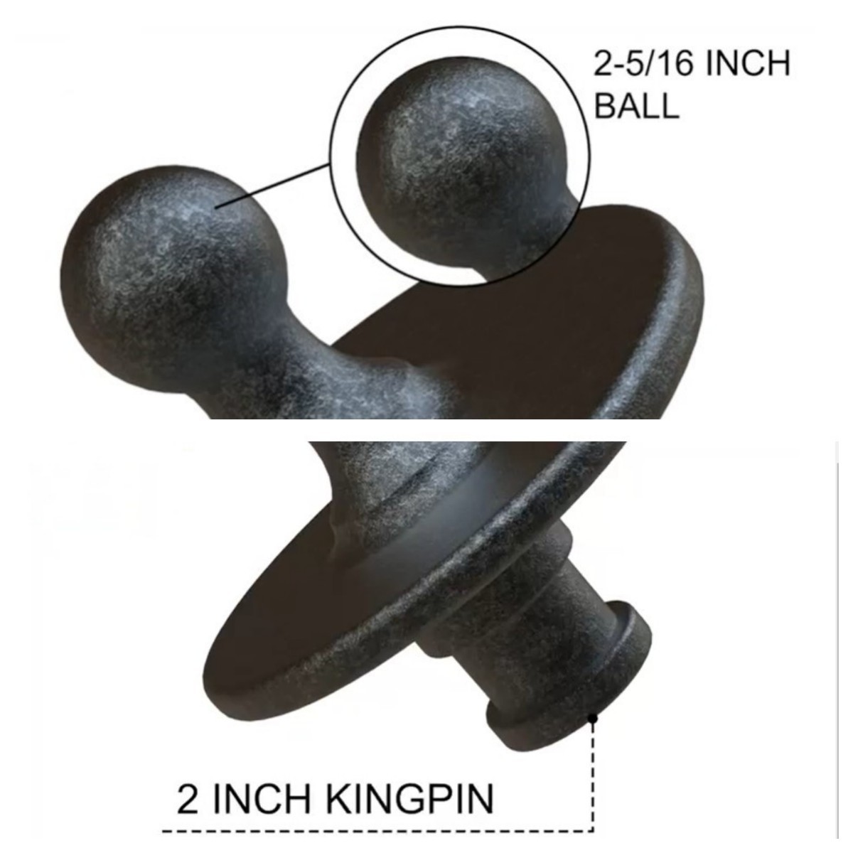 2-inch Kingpin, 2-5/16 inch Gooseneck Ball Adapter Hitch Used for Tractor-Trailer Fifth Wheels