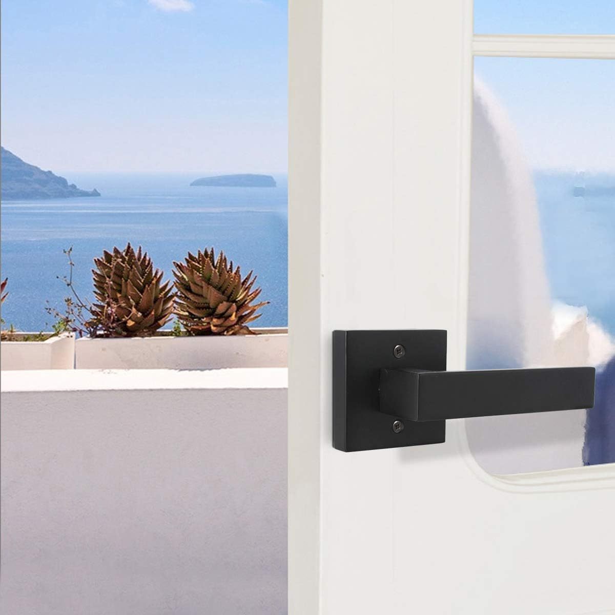 Non-Turning Half-Dummy Lever in Matte Black,  Square Bar Single Dummy Lever, Heavy Duty Interior Handle for Closet door lock