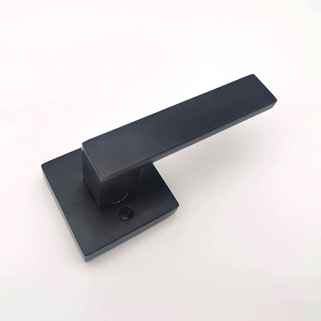 Non-Turning Half-Dummy Lever in Matte Black,  Square Bar Single Dummy Lever, Heavy Duty Interior Handle for Closet door lock