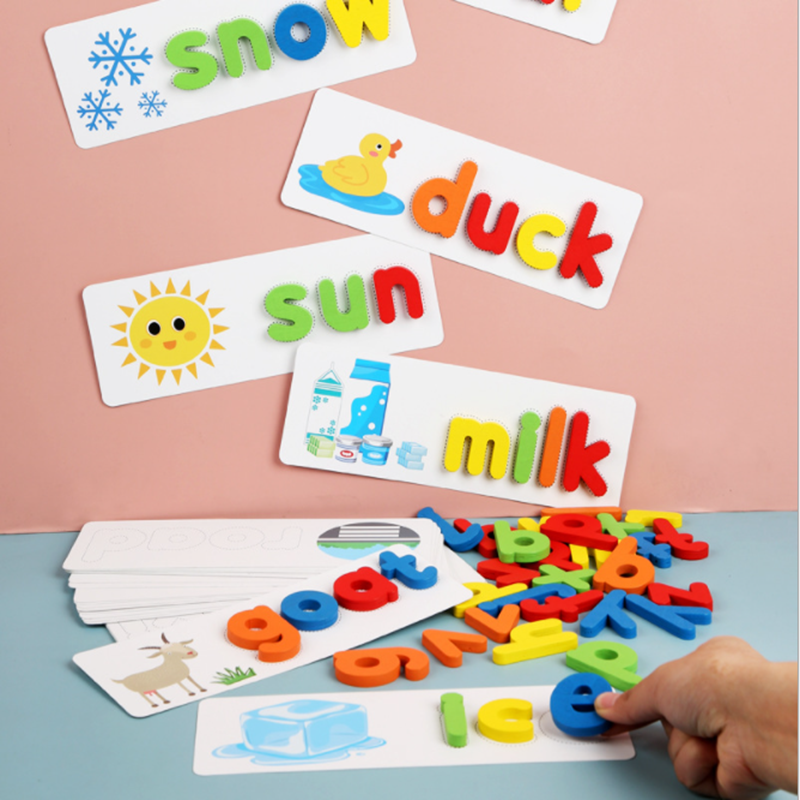 ECO-friendly word spelling skill block table game matching letter spelling toy