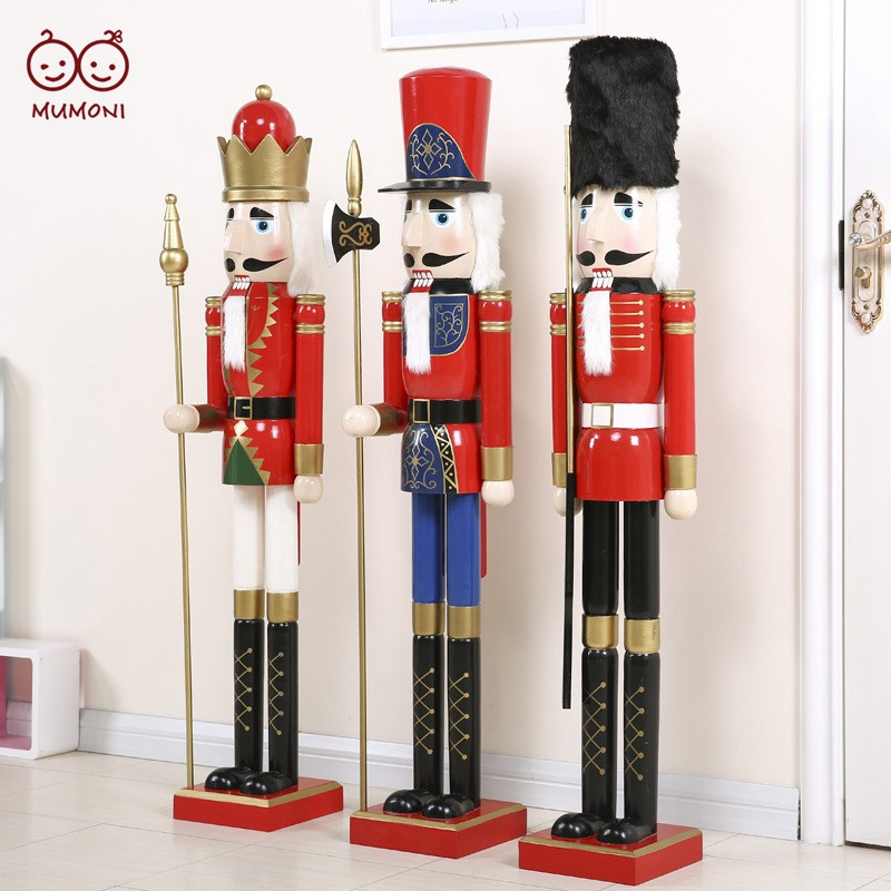 2022 new giant Christmas nutcrackers 1.2m 1.8m 2.2m life size nutcrackers Christmas party wooden nutcrackers