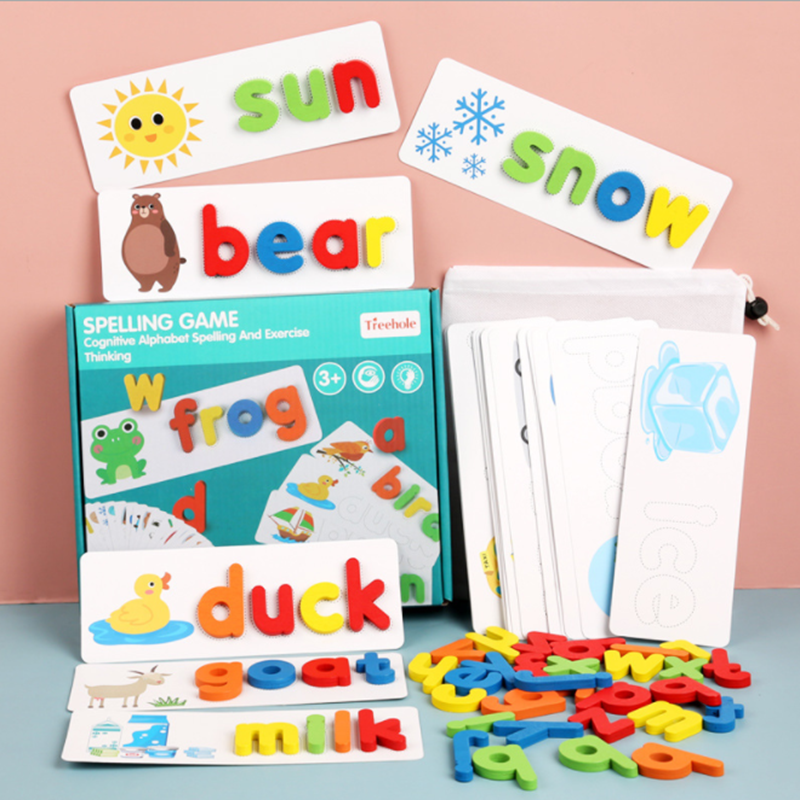 ECO-friendly word spelling skill block table game matching letter spelling toy