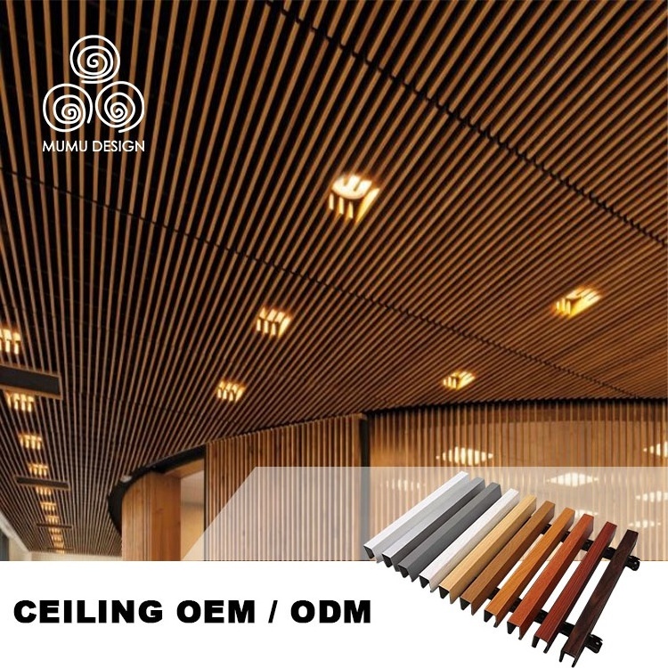 MUMU Interior Decor Ceiling Tiles Board  Sheets Covering PVC Wood Grain Suspended False Ceiling