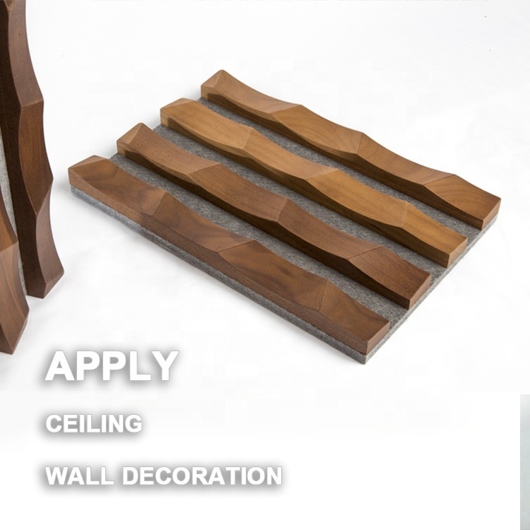 Interior Sequin Solid Wood Decorative Fluted Wall Cladding Indoor Modern Art Decorative Fluted 3D Slat Wall Panel