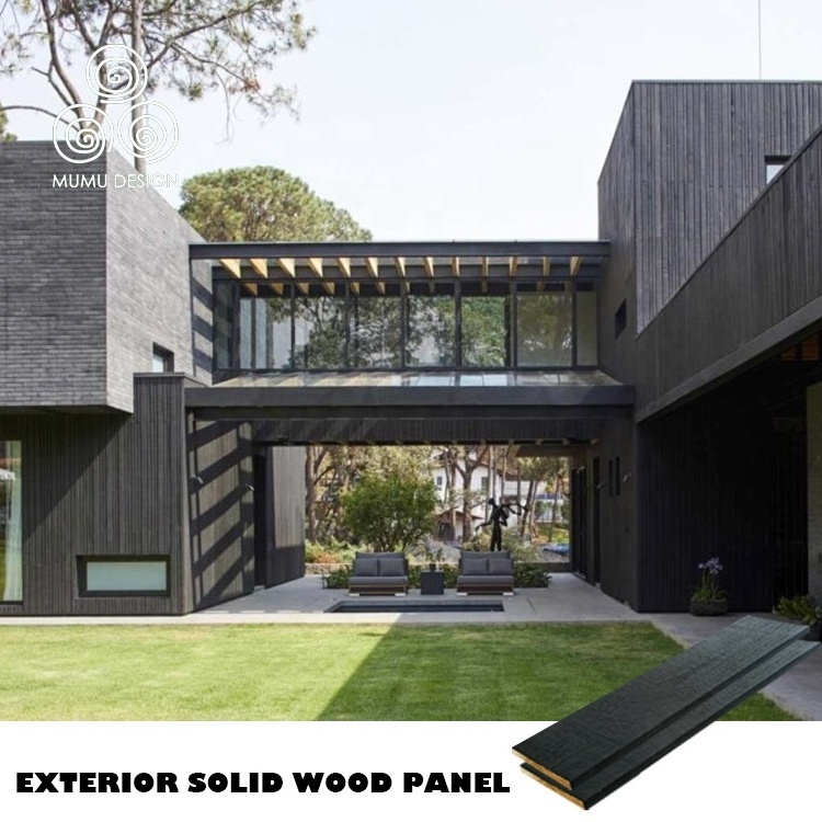 MUMU Design Charcoal Shou Sugi Ban Carbonized Burnt Wood Siding Outdoor Facade Panels Exterior Wooden Wall