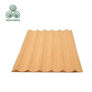 MUMU Chinese Timber MDF Plain Material Upholstered  Luxury 3D CNC Curved Fluted Wood Wall Panel