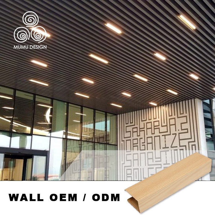 MUMU Ceiling Tiles Suspended Material Black PVC Solid Wood Composite Aluminum Wood Veneer Ceiling Panel