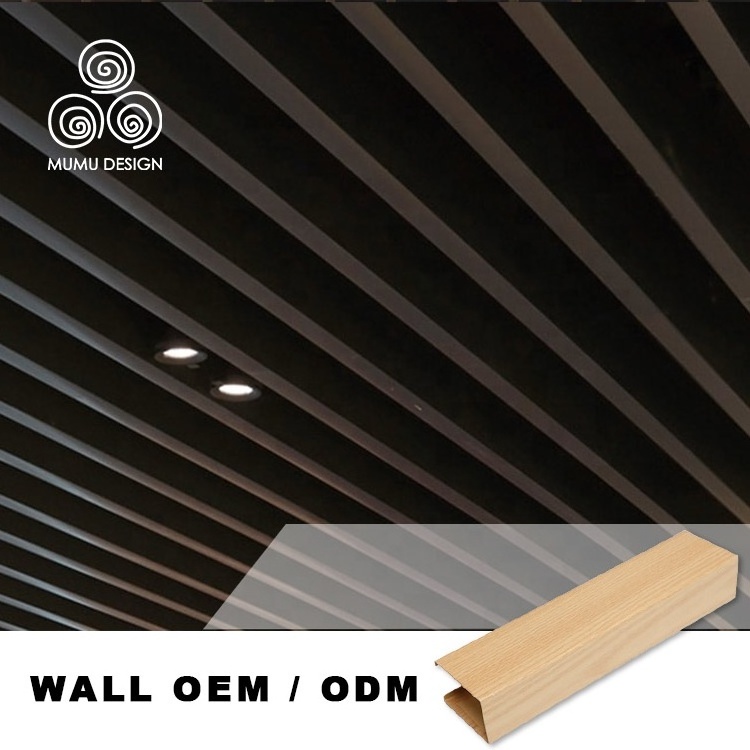 MUMU Ceiling Tiles Suspended Material Black PVC Solid Wood Composite Aluminum Wood Veneer Ceiling Panel