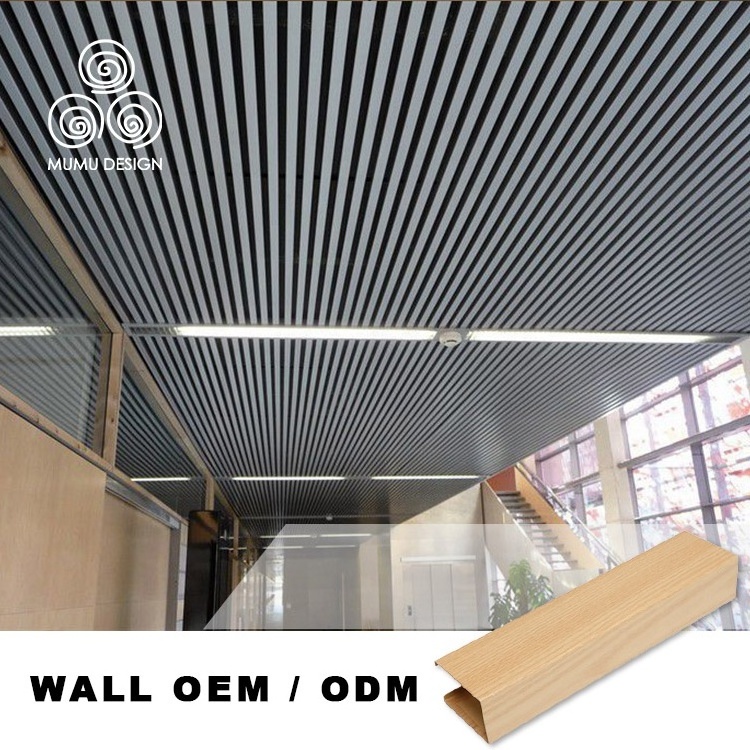 MUMU Ceiling Tiles Suspended Material Black PVC Solid Wood Composite Aluminum Wood Veneer Ceiling Panel