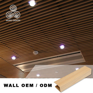 MUMU Ceiling Tiles Suspended Material Black PVC Solid Wood Composite Aluminum Wood Veneer Ceiling Panel