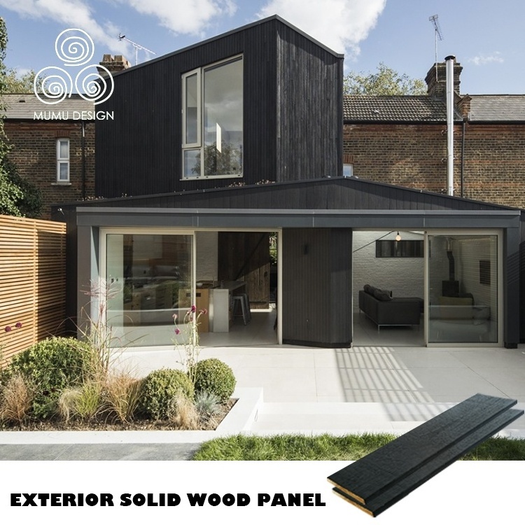 MUMU Mystery Design Yakisugi Exterior Black Shou Sugi Ban Solid Wood Wallboard Carbonized Burnt Slat Panels For Wall