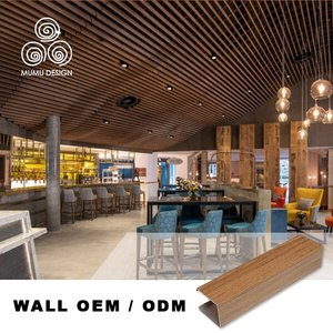 MUMU PVC Wooden Ceiling Tiles 3D Embossed Wood Grain Cladding Panels Wall Wood Ceiling Board