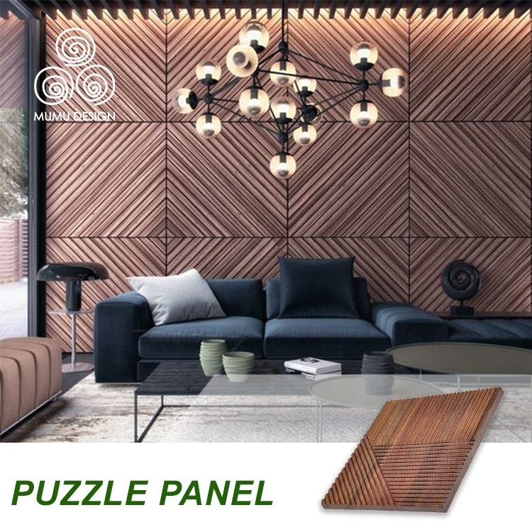 MUMU Flexible Fluted Coatings Wood Textured 3D Interior Decorative Wall Paneling for Bedroom TV Wall