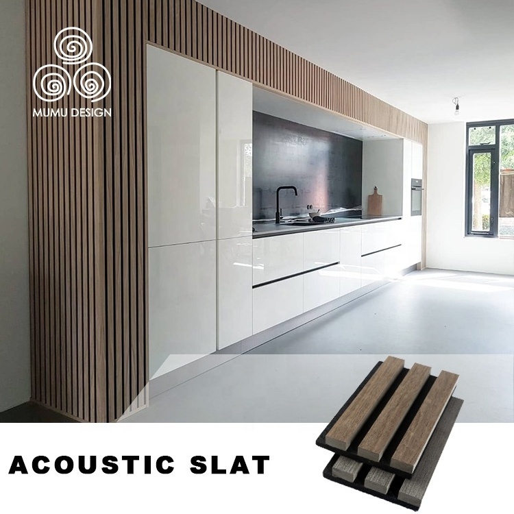 MUMU High Quality Inexpensive Polyester Fiber Felt Ceiling Wall Tiles Sound Diffuser Acoustic Wood Slat Panel