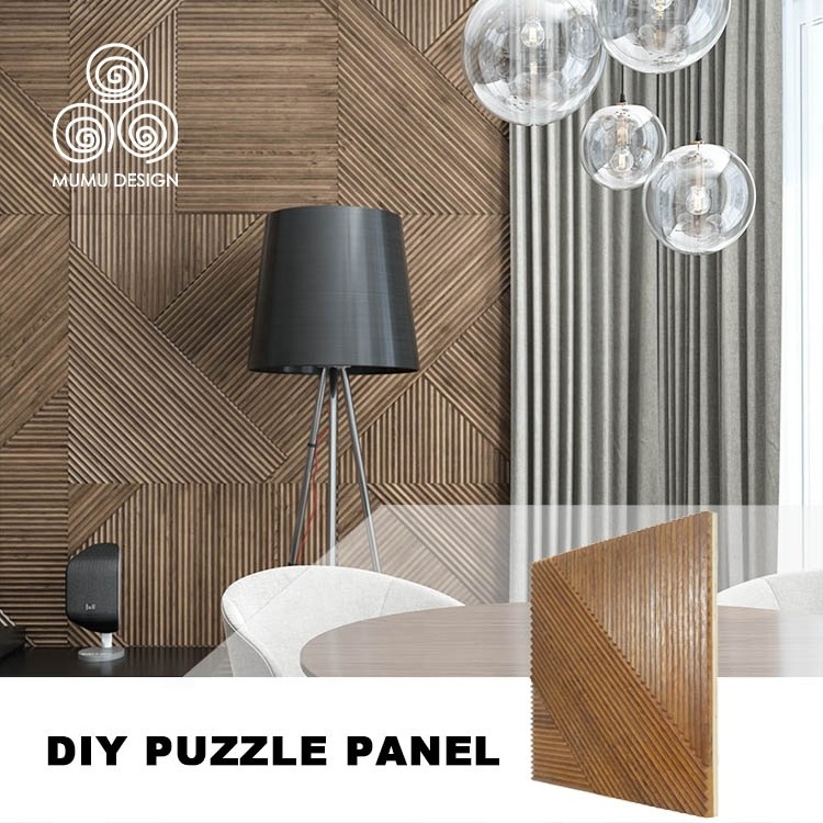 MUMU Feature Architectural Design European Slatted Column Treatment Flexible Indoor Wood Wall Panel