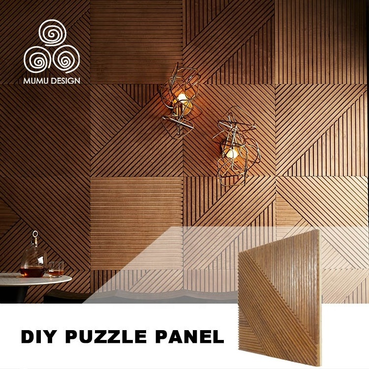 MUMU Feature Architectural Design European Slatted Column Treatment Flexible Indoor Wood Wall Panel