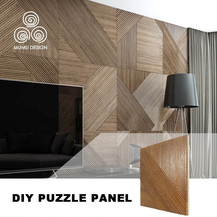 MUMU Feature Architectural Design European Slatted Column Treatment Flexible Indoor Wood Wall Panel