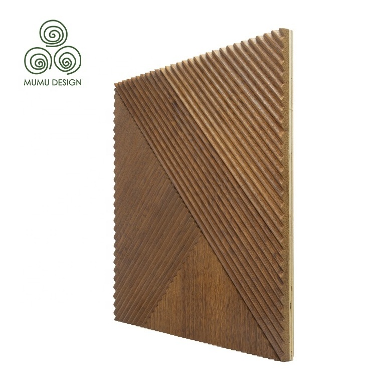 MUMU 3D Modern Art Feature Retro Decorative Hardwood Peel And Stick Interior Square Wood Wall Panel