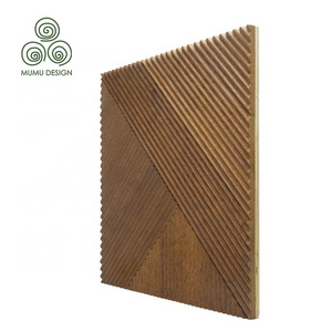 MUMU 3D Modern Art Feature Retro Decorative Hardwood Peel And Stick Interior Square Wood Wall Panel