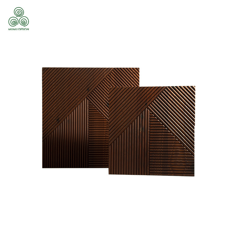 mumu spot geometric chaotic shape interior decoration solid wood wall panel