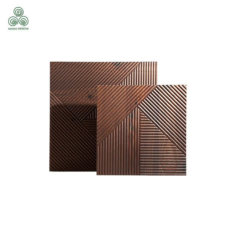 mumu spot geometric chaotic shape interior decoration solid wood wall panel