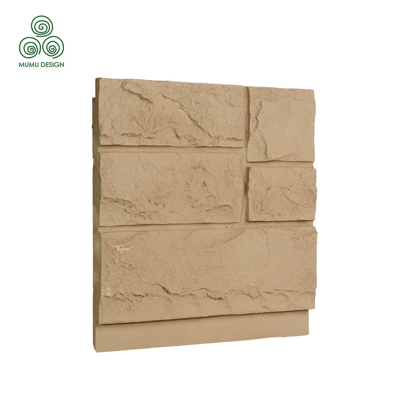 MUMU DESIGN customized pu stone 3D Wall polyurethane component wall panel rock stone veneer PU Castle stone panels