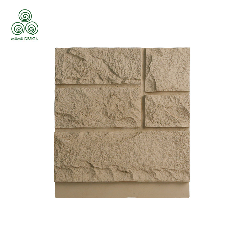 MUMU DESIGN customized pu stone 3D Wall polyurethane component wall panel rock stone veneer PU Castle stone panels