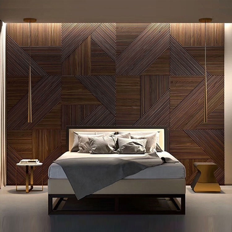 Modern Style Luxury Timber Strips 3D Exterior Walls Decorative Reclaimed Bamboo Wood Panel for Living Room