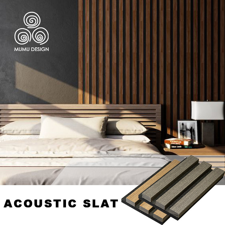 MUMU Woodupp Noise Avoiding Sound Proof Padding Wooden Veneer Acoustic Akupanel Slat Sound Absorbing Panel