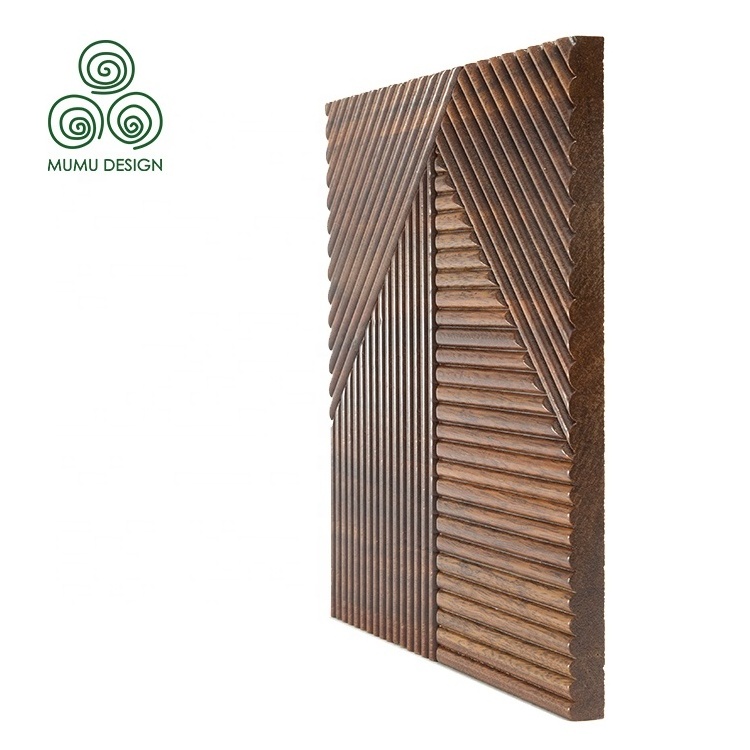 MUMU Decorative Interior Carved Wooden Cladding Natural Oak Slat Cover Square Wood Wall Panel for House