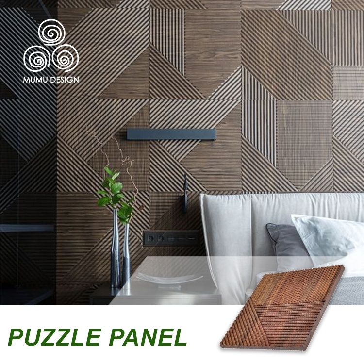 MUMU Fast Delivery 3D Mold Wall Board Outdoor Indoor Decorative Wood Cladding Sheet Wall Panel for Living room