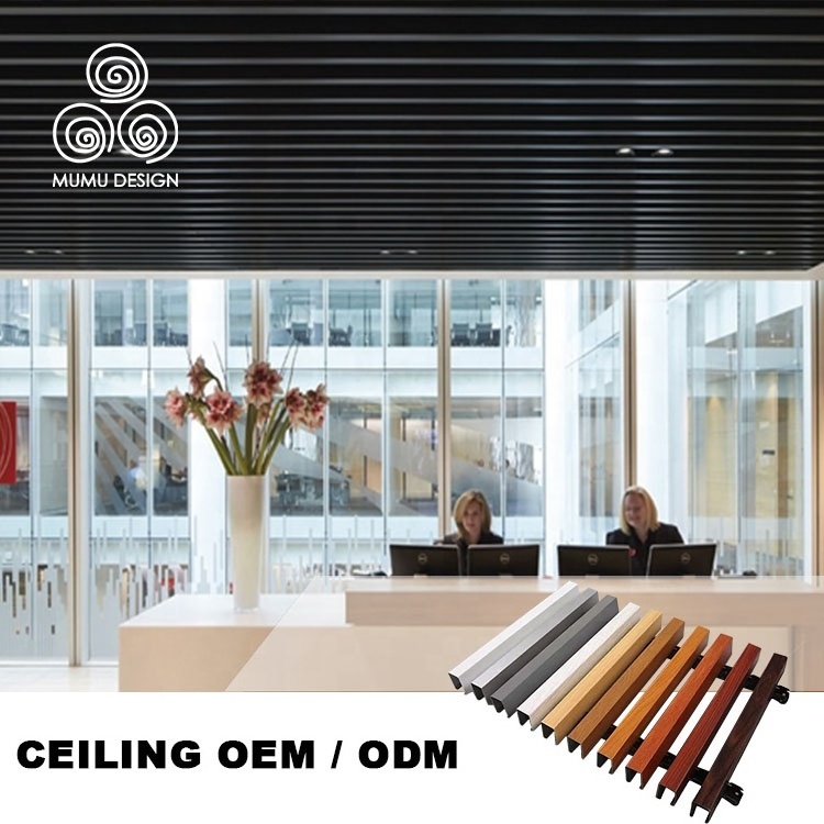 MUMU Interior Decor Ceiling Tiles Board  Sheets Covering PVC Wood Grain Suspended False Ceiling