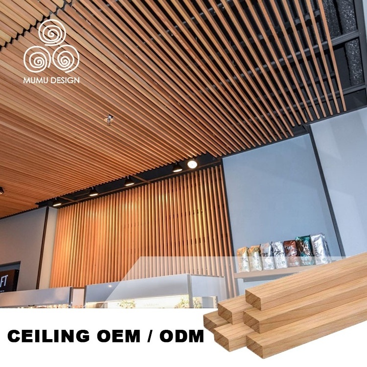 MUMU Wholesale Solid Color Wood Pattern Japanese Style Internal Living Room Bedroom Kitchen Baffle Ceiling