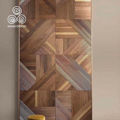 MUMU 3D Artist Interior Decorative Carved Fluted Vertical Wooden Slats Pine Solid Wood Wall Panel