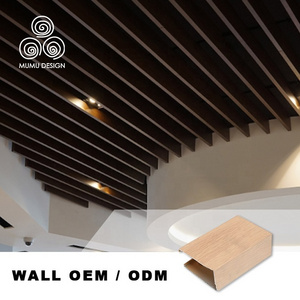 MUMU Cost-Effective Solid Wood Suspended PVC Aluminum Composite Wall Panel Wooden Decorative Ceiling Boards