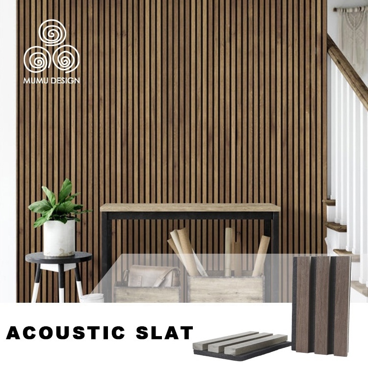 MUMU High Quality Pet Curved Akupanel Sound Diffuser 3D Wood Cladding Acoustic Soundproof Wall Panel