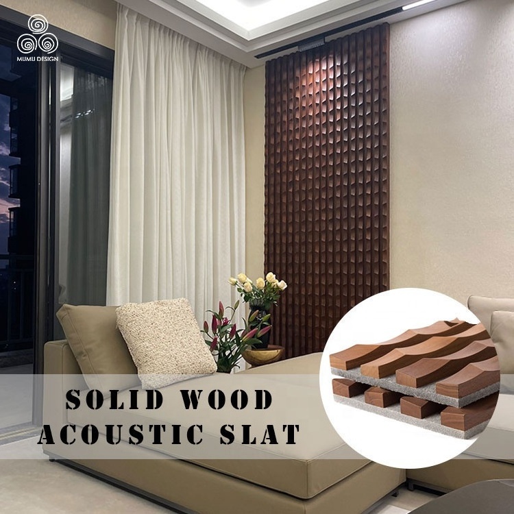 MUMU Hexagon MDF Polyester Fiber Wood Slat Wall Ceiling Acoustic 3D Sound Absorbing Panels with Noise Cancelling