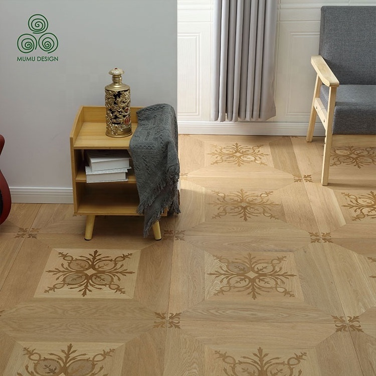 MUMU Smooth Brushed Surface Composite Vintage Classic Natural Timber Teak Parquet Solid Wood Floor