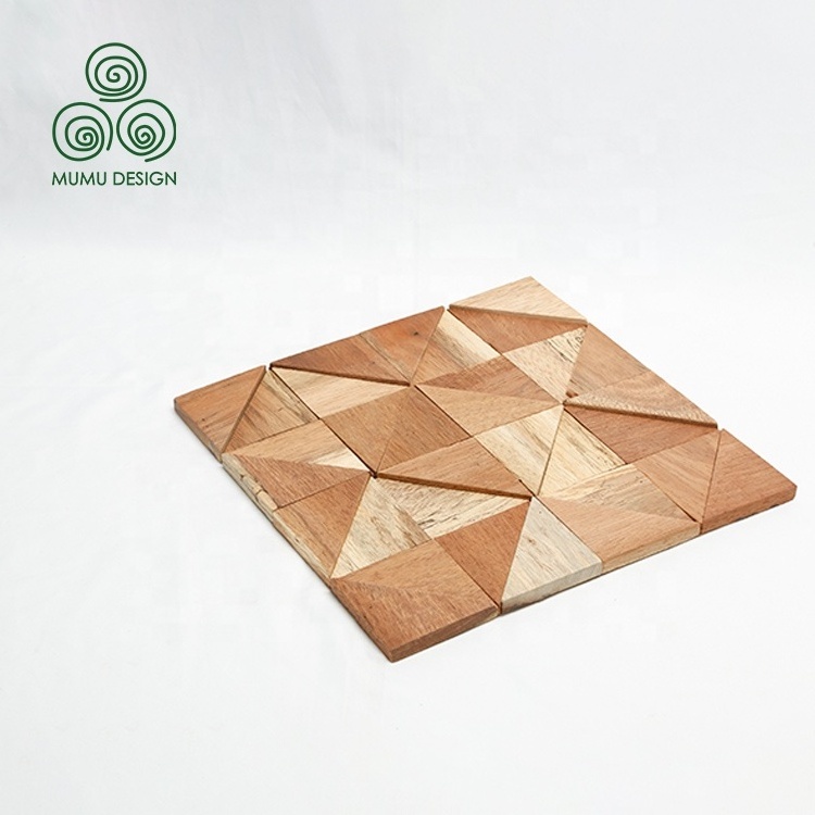 MUMU Subway Hexagon Herringbone Wood Mosaic Art Peel and Stick Backsplash Irregular Modern Floor Wall Tiles Wooden Mosaic