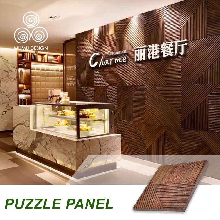 MUMU Fast Delivery 3D Mold Wall Board Outdoor Indoor Decorative Wood Cladding Sheet Wall Panel for Living room