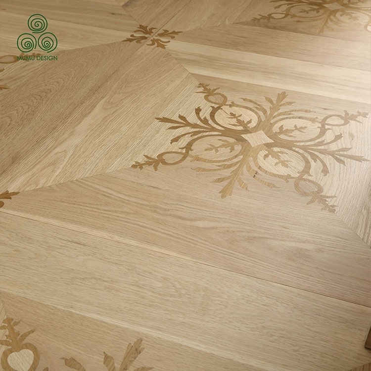 MUMU Smooth Brushed Surface Composite Vintage Classic Natural Timber Teak Parquet Solid Wood Floor