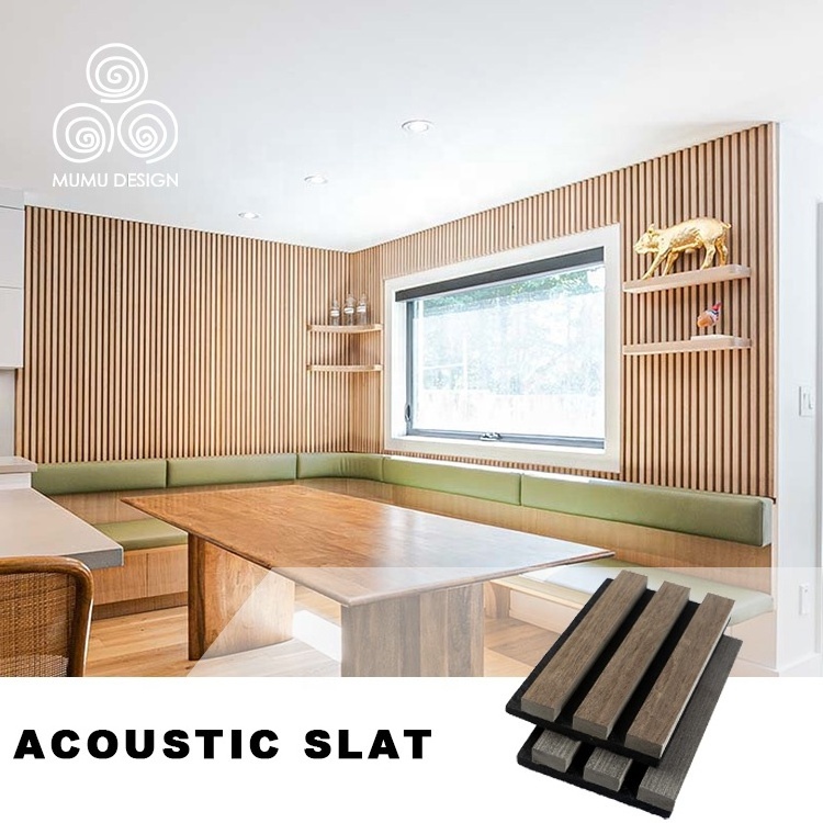 MUMU Sound Barriers Music Home Bar Studio Wooden Grooved Wave Hexagon Wood Ceiling Soundproofing Acoustic Wall Panel