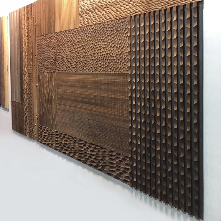 Interior Sequin Solid Wood Decorative Fluted Wall Cladding Indoor Modern Art Decorative Fluted 3D Slat Wall Panel