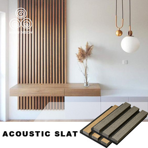 MUMU Woodupp Noise Avoiding Sound Proof Padding Wooden Veneer Acoustic Akupanel Slat Sound Absorbing Panel