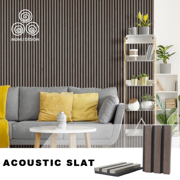 MUMU High Quality Pet Curved Akupanel Sound Diffuser 3D Wood Cladding Acoustic Soundproof Wall Panel