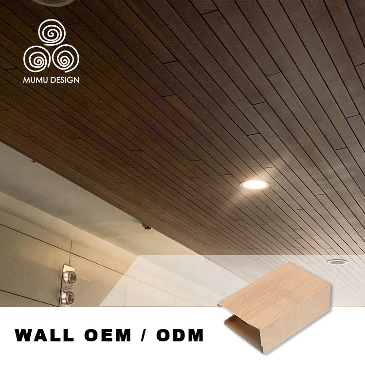 MUMU Cost-Effective Solid Wood Suspended PVC Aluminum Composite Wall Panel Wooden Decorative Ceiling Boards